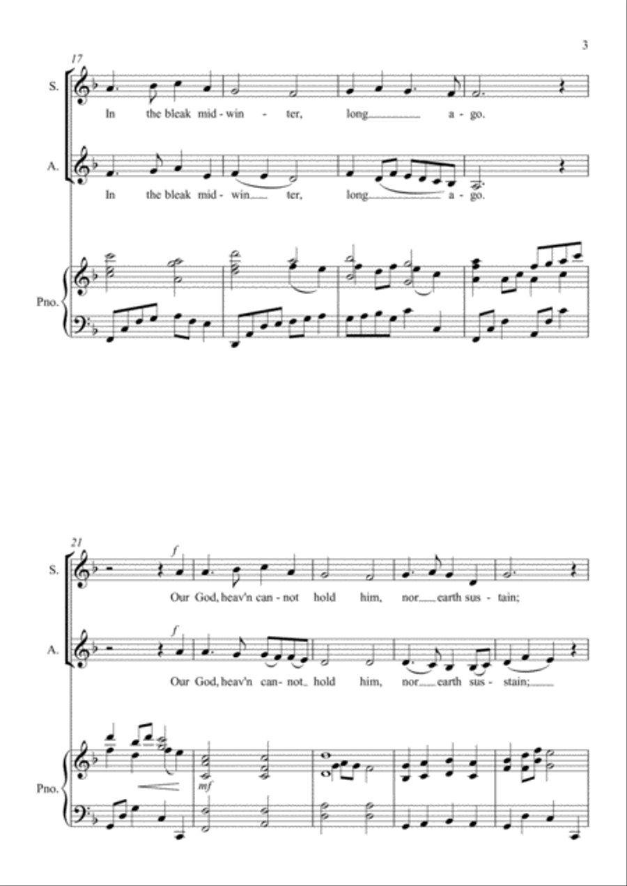 In the Bleak Midwinter (In the Bleak Mid-winter) - Holst - SA - Two Part Choir SA scores gallery preview page 3