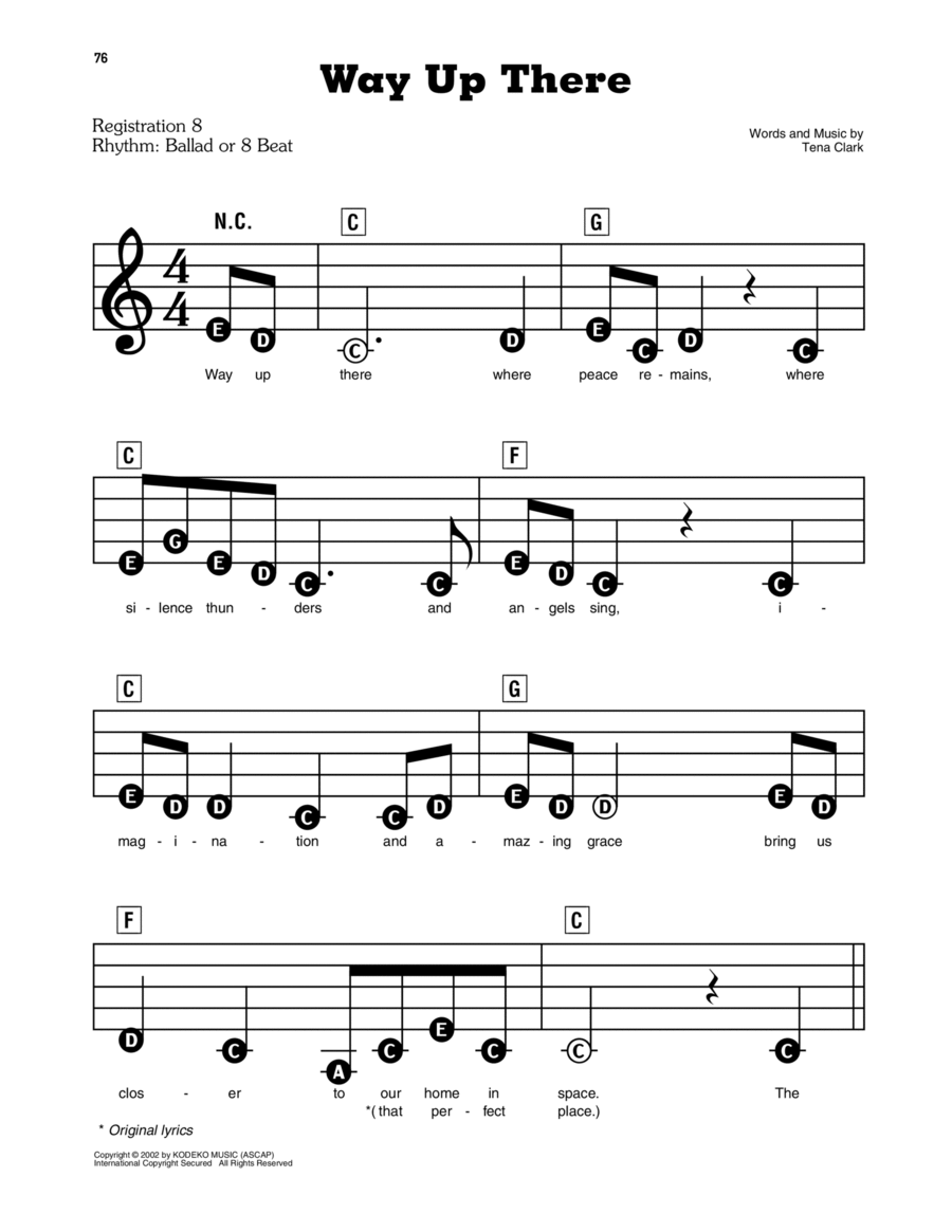 Way Up There Electronic Keyboard scores gallery preview page 1