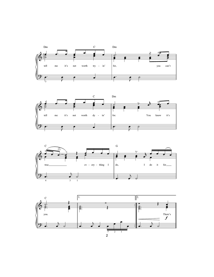 (Everything I Do) I Do It For You Easy Piano scores gallery preview page 2