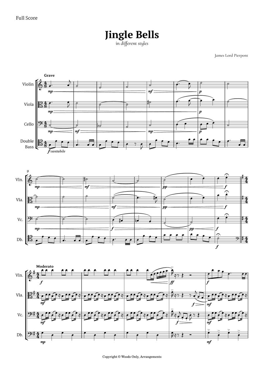 5 Christmas Songs for String Ensemble plus one Bonus Chamber Music scores gallery preview page 2