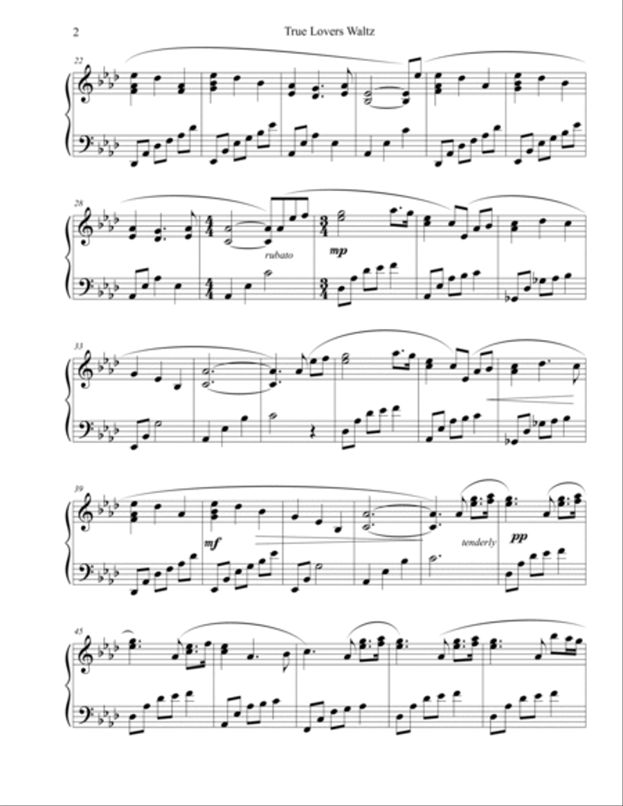True Lovers Waltz True Lovers Waltz Piano Solo scores gallery preview page 2
