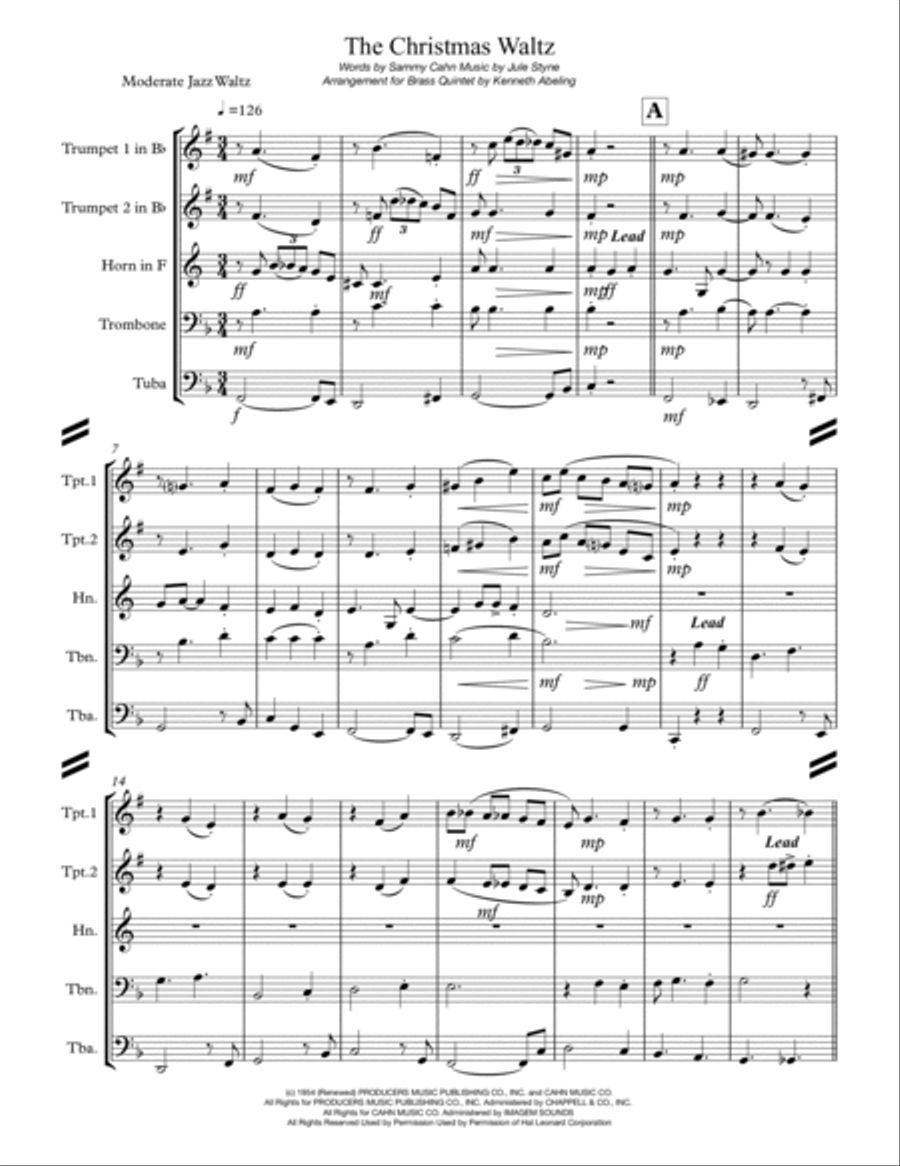 The Christmas Waltz Brass Ensemble scores gallery preview page 2