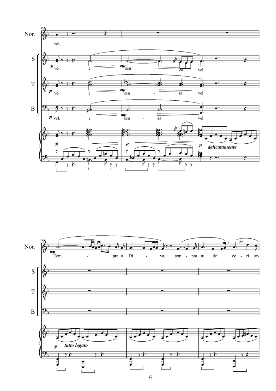 Bellini-Norma (Act1) Casta Diva - Soprano solo, Chorus SSTB) and Piano Choir scores gallery preview page 6