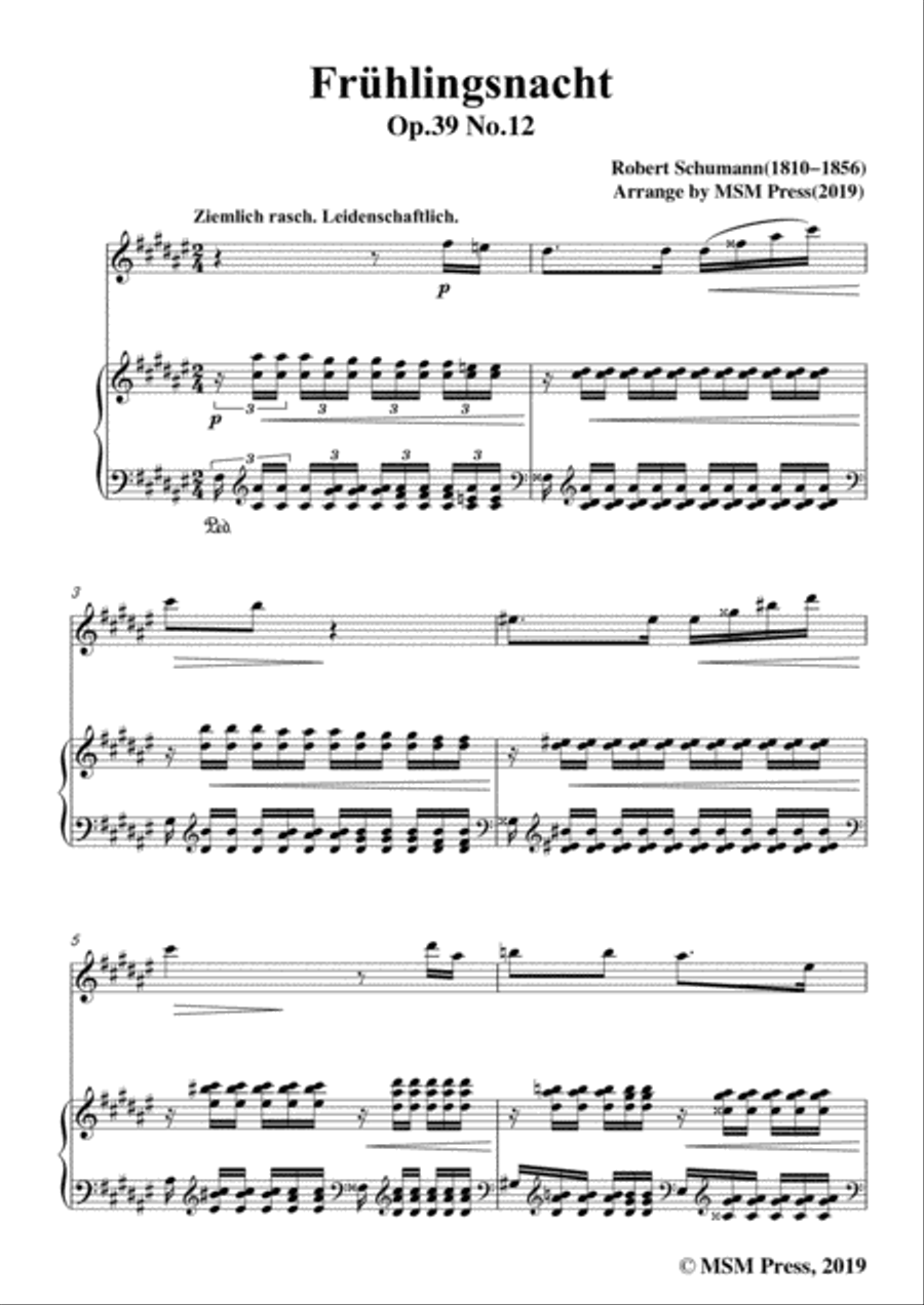 Schumann-Frühlingsnacht,for Violin and Piano Flute Solo scores gallery preview page 3