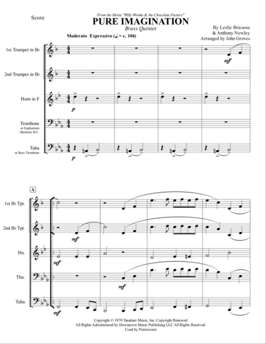 Pure Imagination Brass Ensemble scores gallery preview page 2