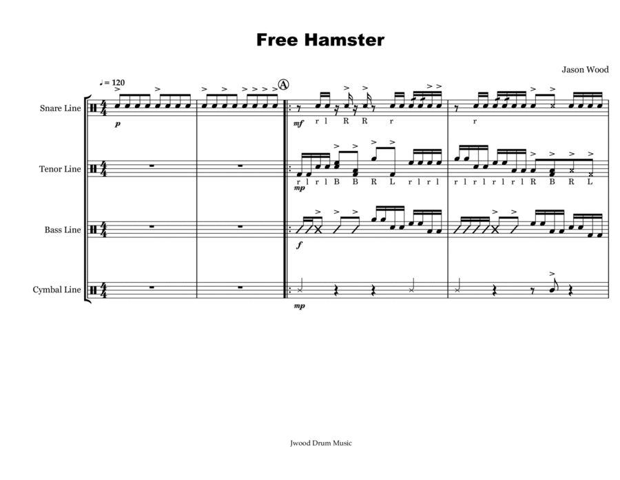 Free Hamster (Drumline Cadence) Marching Band scores gallery preview page 1