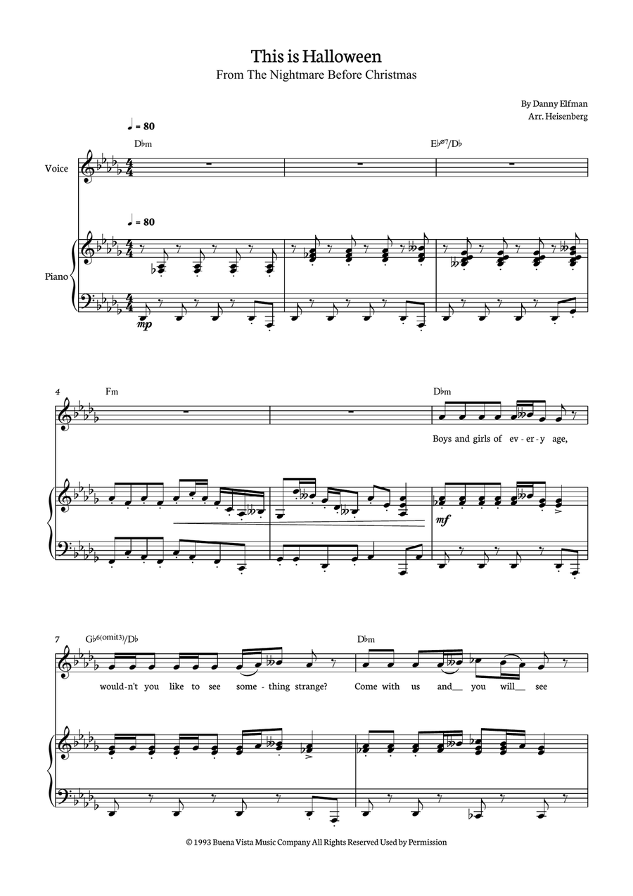 This Is Halloween Piano, Vocal scores gallery preview page 1