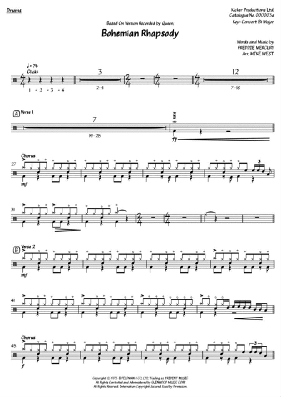 Bohemian Rhapsody Drum Set scores gallery preview page 2