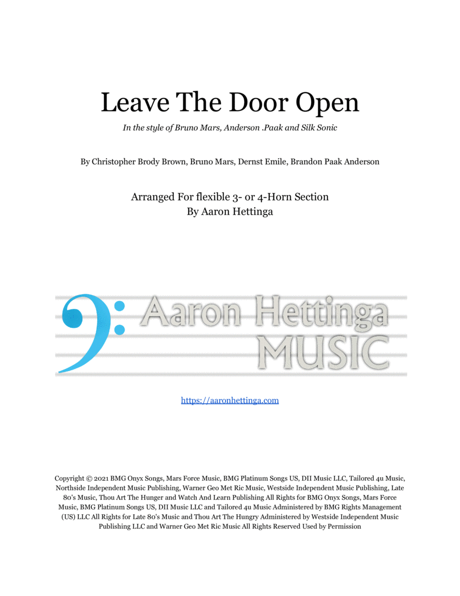 Leave The Door Open Small Ensemble scores gallery preview page 1