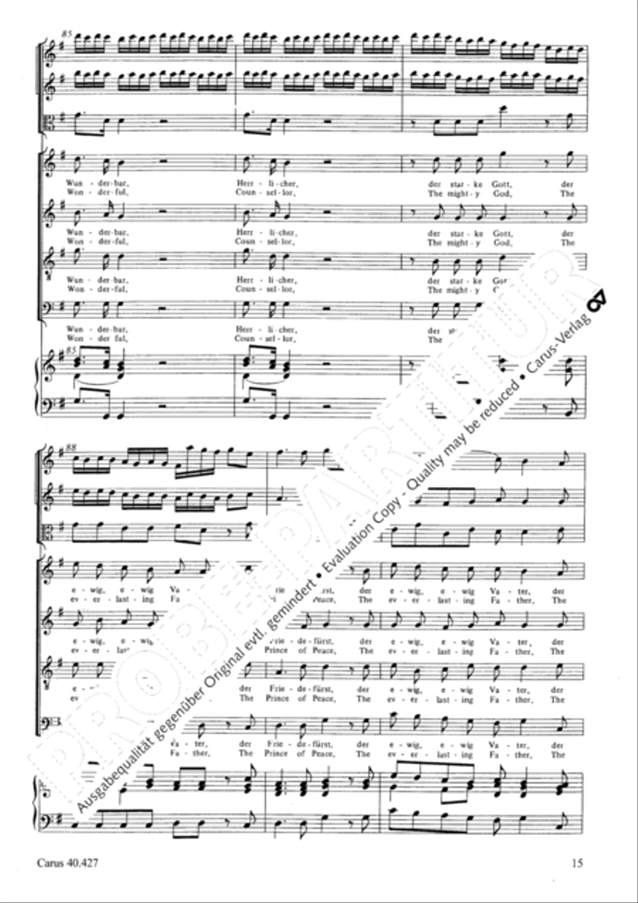 For unto us a child is born (Denn es ist uns ein Kind geboren) 4-Part scores gallery preview page 16
