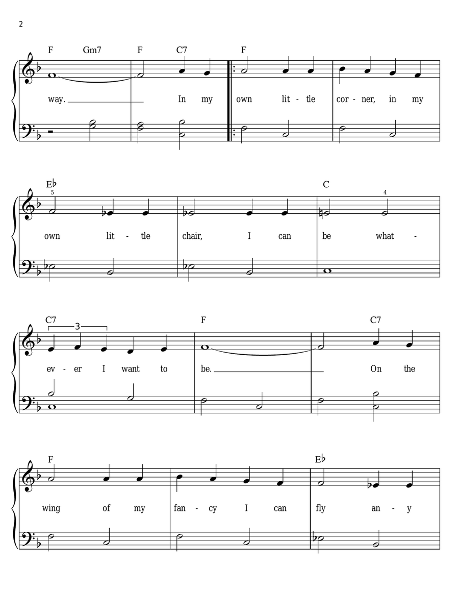 In My Own Little Corner (from Cinderella the Musical) Easy Piano scores gallery preview page 2