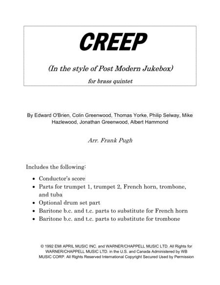Creep by Radiohead (Single, Alternative Rock): Reviews, Ratings, Credits,  Song list - Rate Your Music