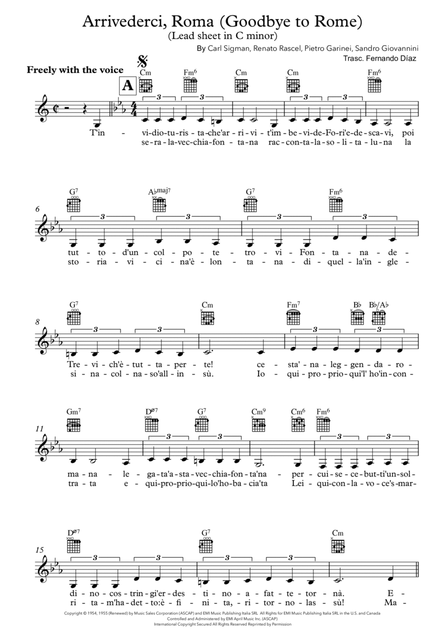Arrivederci Roma (goodbye To Rome) Piano scores gallery preview page 1