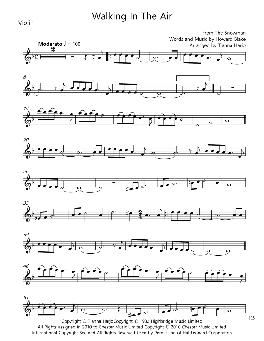 Walking In The Air Walking In The Air String Trio scores gallery preview page 1