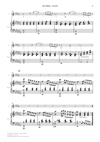 Caccini - Ave Maria - Voice and Piano - Ab Minor (Full Score and Parts) image number null