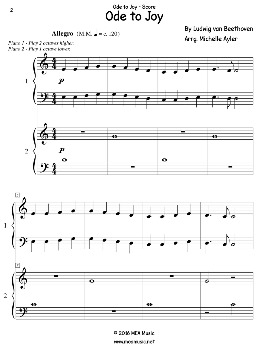Ode to joy sale one hand piano