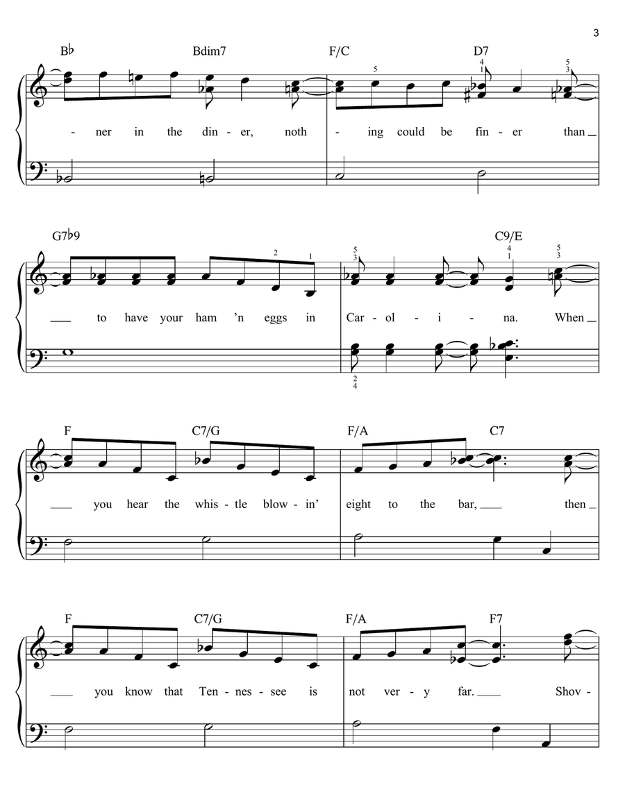 Chattanooga Choo Choo Easy Piano scores gallery preview page 3
