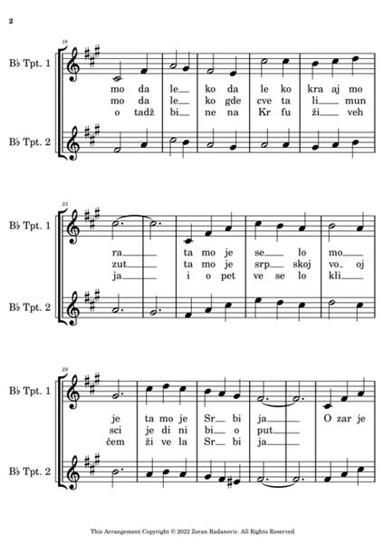 Tamo daleko - for Bb trumpet duet image number null