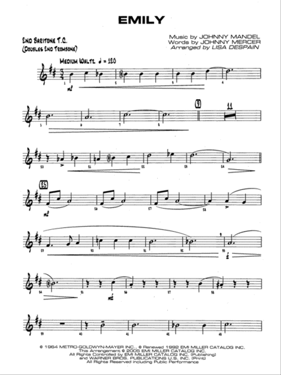 Emily: 2nd Baritone T.C. Jazz Ensemble scores gallery preview page 1