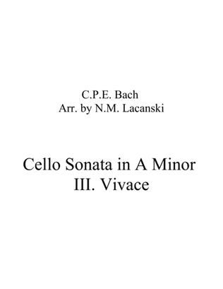 Book cover for Sonata in A Minor for Cello and String Quartet III. Vivace