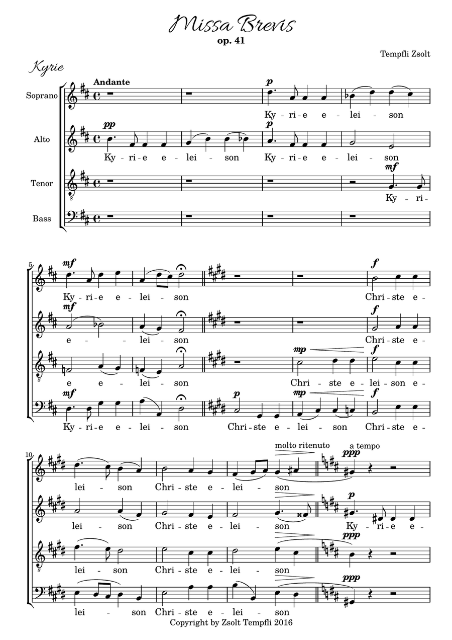 Missa Brevis 4-Part scores gallery preview page 1