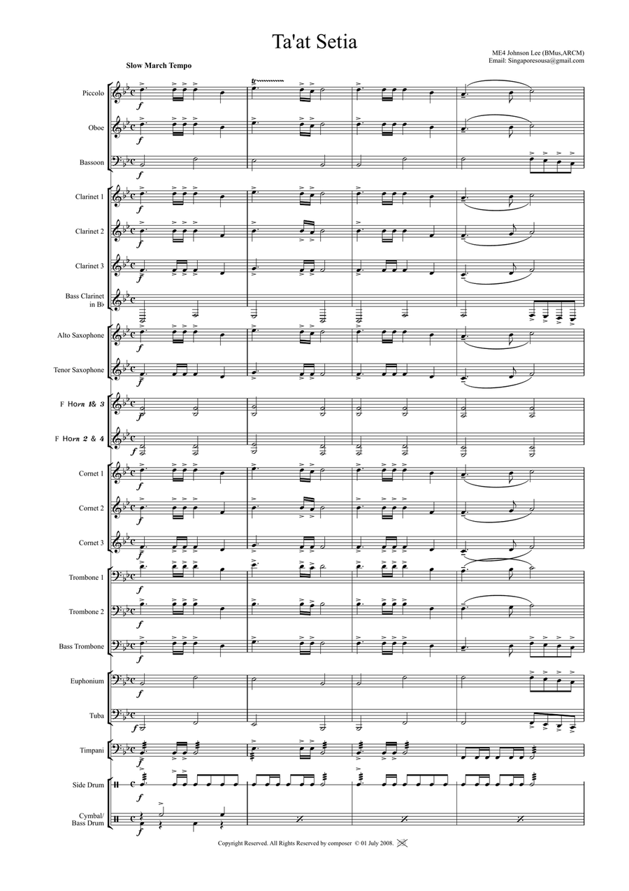 TAAT SETIA TAAT SETIA Concert Band scores gallery preview page 1
