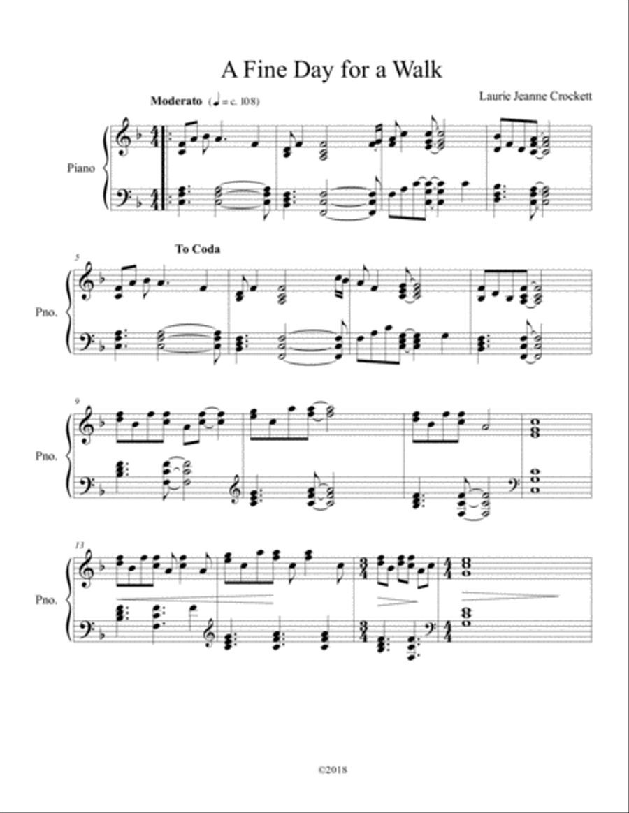 A Fine Day for a Walk Easy Piano scores gallery preview page 1