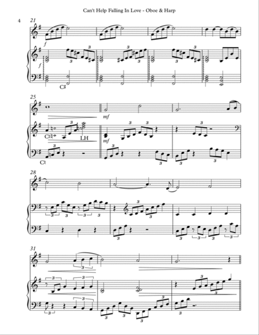 Can't Help Falling In Love Oboe scores gallery preview page 4