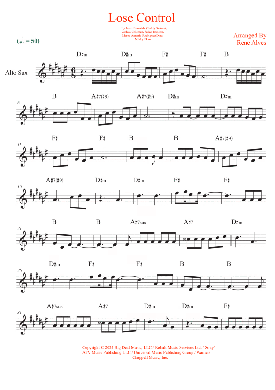 Lose Control Alto Saxophone scores gallery preview page 1