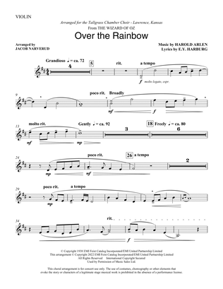 Book cover for Over The Rainbow (from The Wizard Of Oz) (arr. Jacob Narverud) - Violin