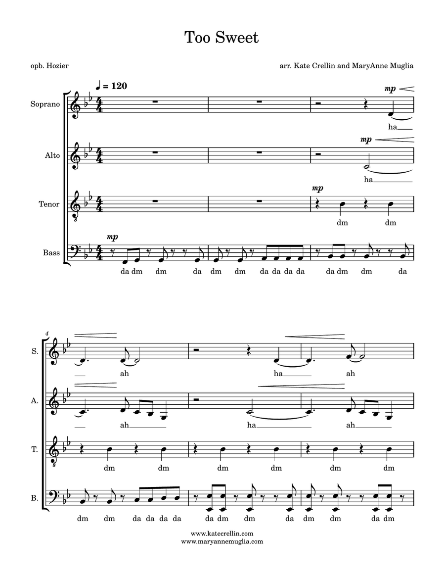 Too Sweet by Andrew Hozier 4-Part - Digital Sheet Music