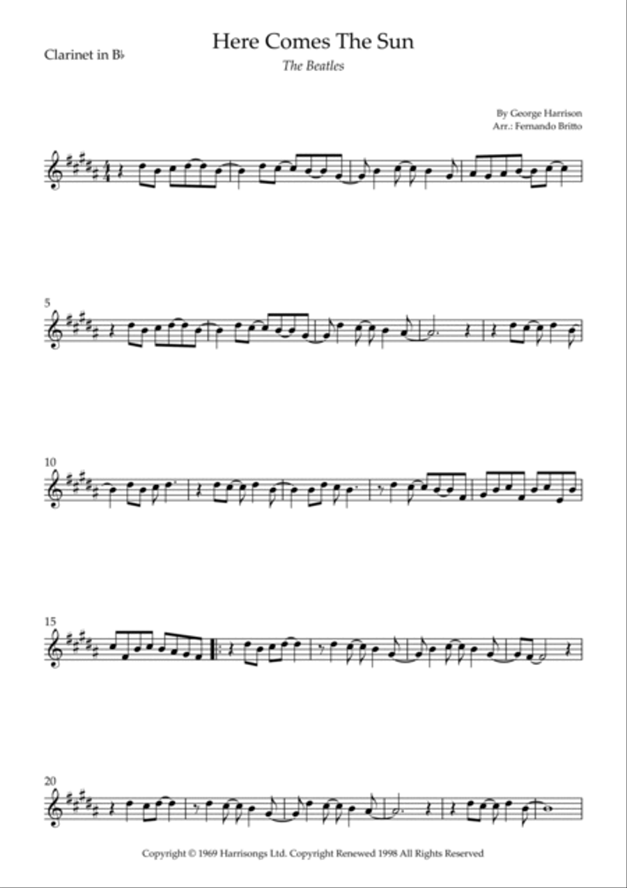 Here Comes The Sun Woodwind Duet scores gallery preview page 3