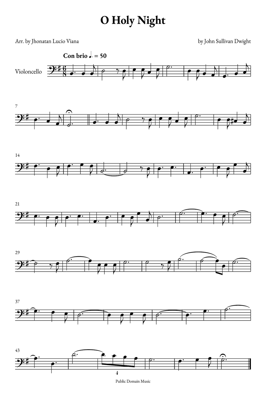 O Holy Night Cello Solo scores gallery preview page 1