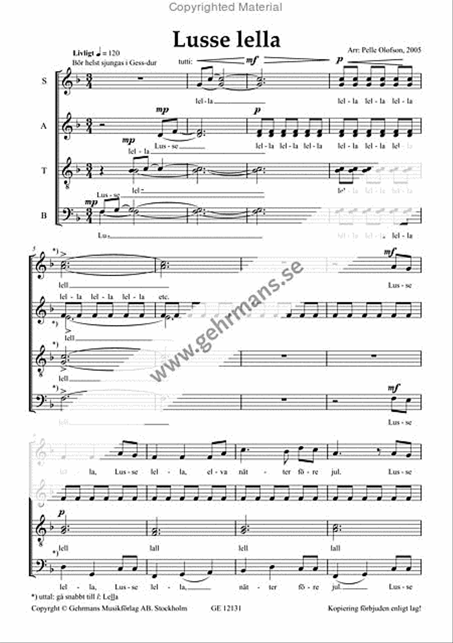 Lusse lella, SATB 4-Part scores gallery preview page 2