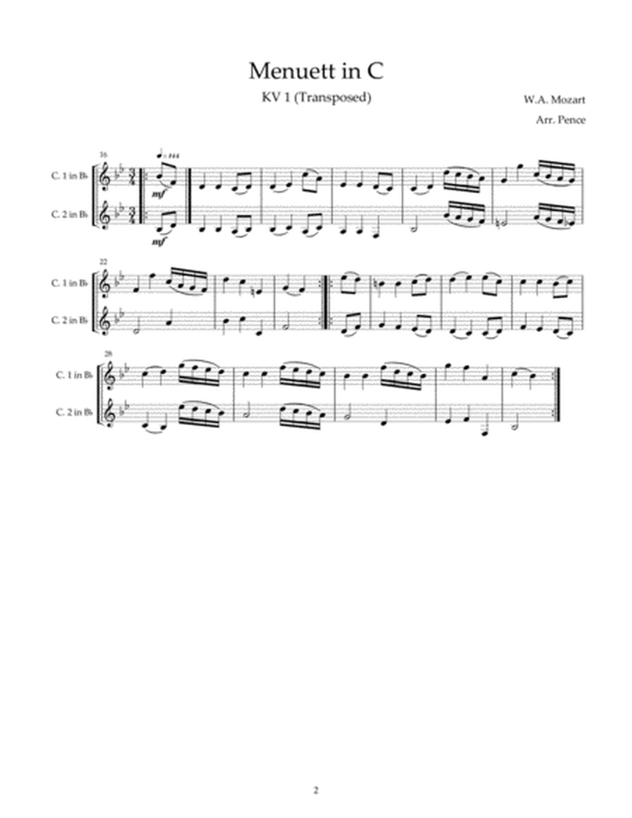 Three Mozart Minuets for Clarinet Duet (KV1-KV2) image number null