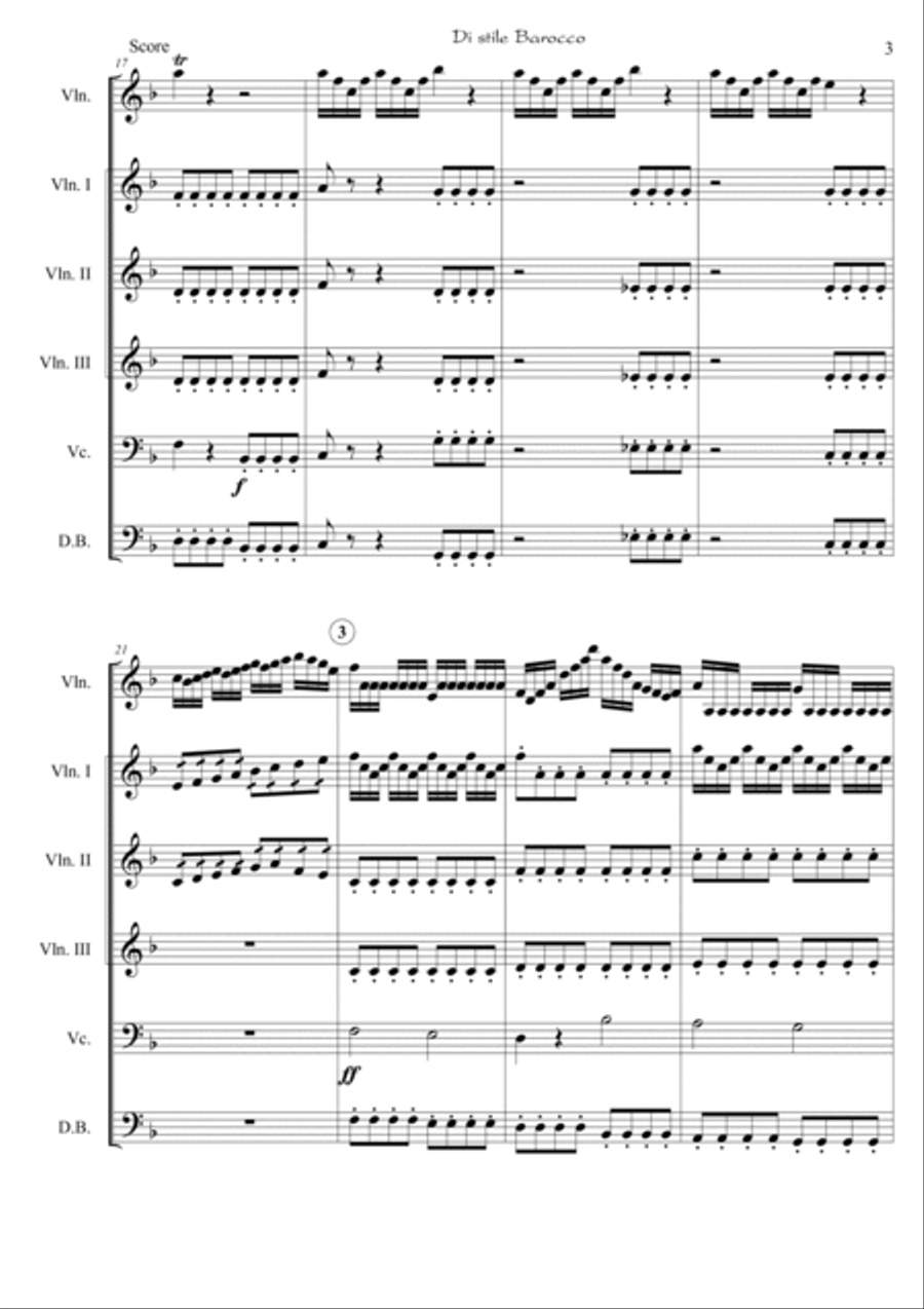 Di stile Barocco-for Violin solo and Beginning String Orchestra String Orchestra scores gallery preview page 3