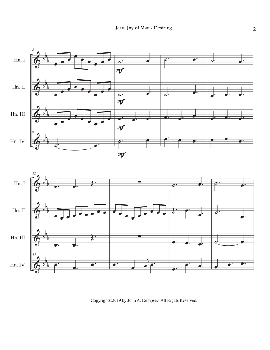 Jesu, Joy of Man's Desiring (Horn in F Quartet) French Horn Quartet scores gallery preview page 6
