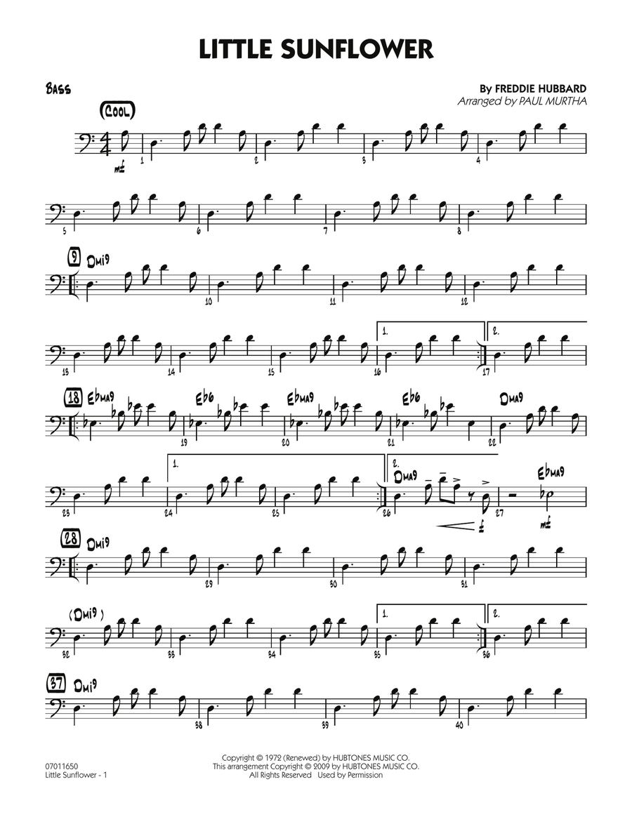 Little Sunflower - Bass Jazz Ensemble scores gallery preview page 1