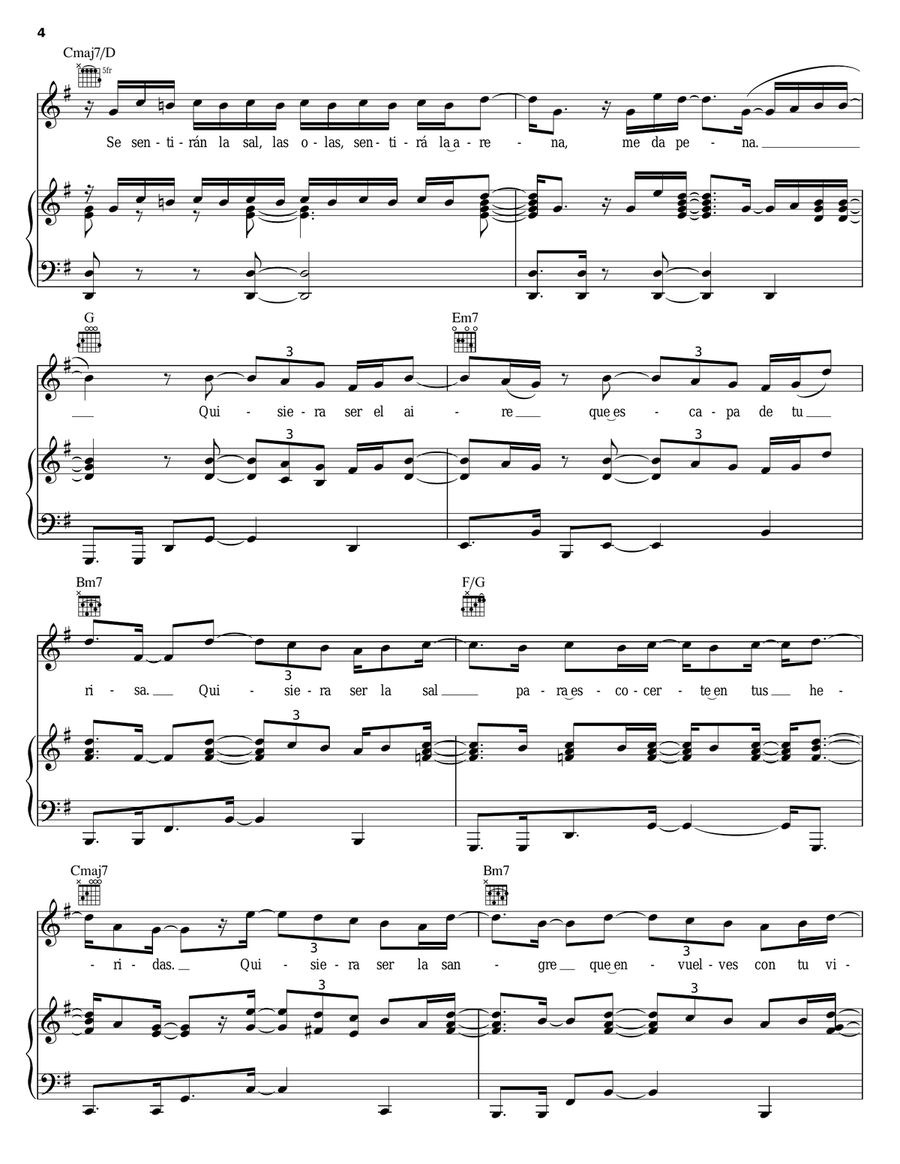 Quisiera Ser Quisiera Ser Piano, Vocal, Guitar scores gallery preview page 4