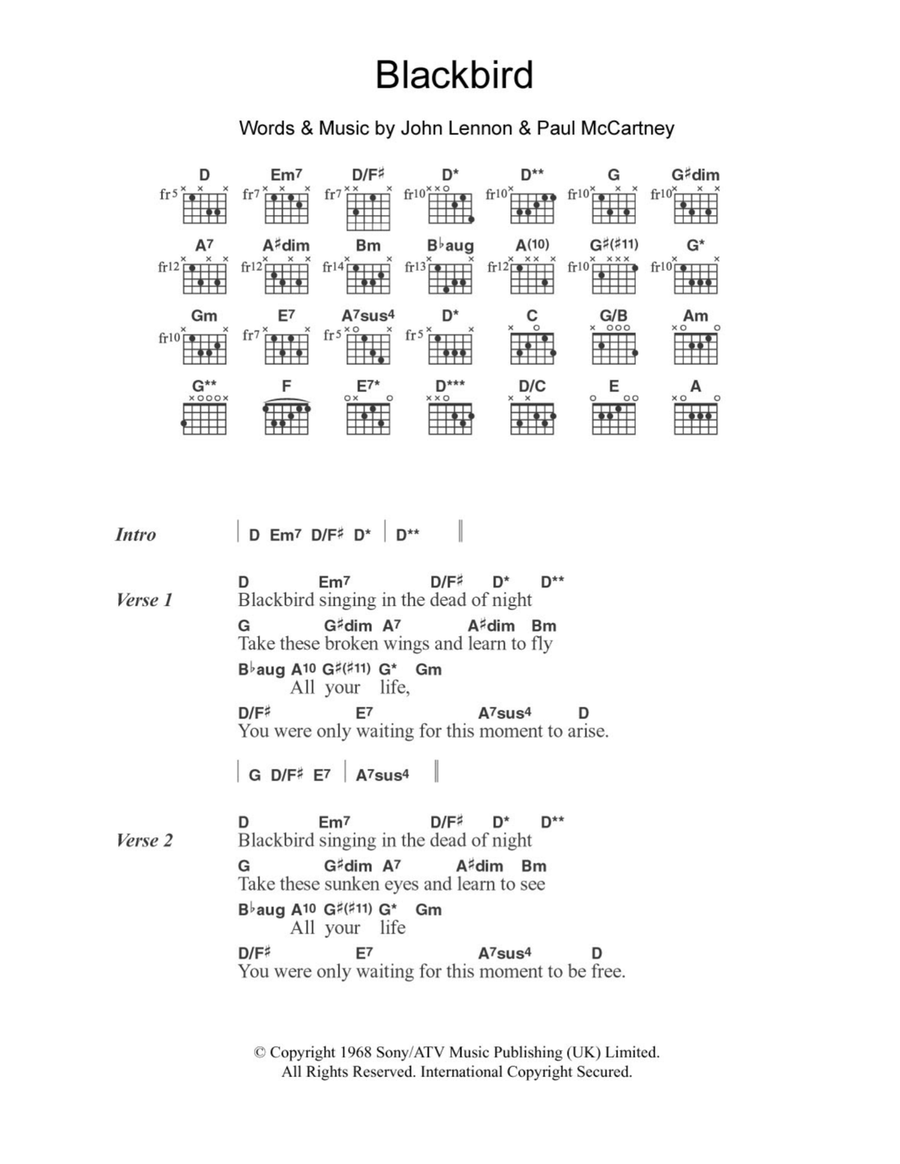 Blackbird Acoustic Guitar scores gallery preview page 1