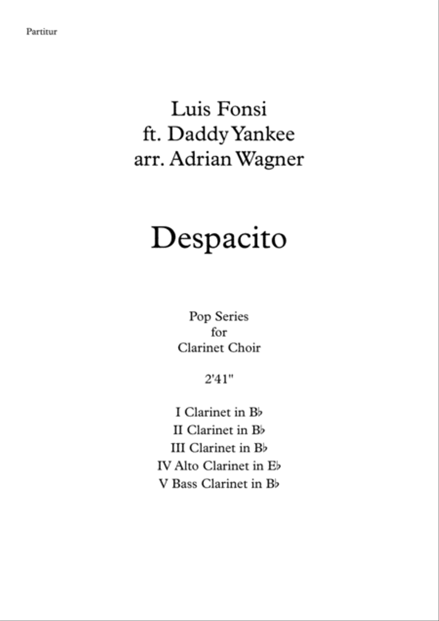 Despacito Clarinet Choir scores gallery preview page 2