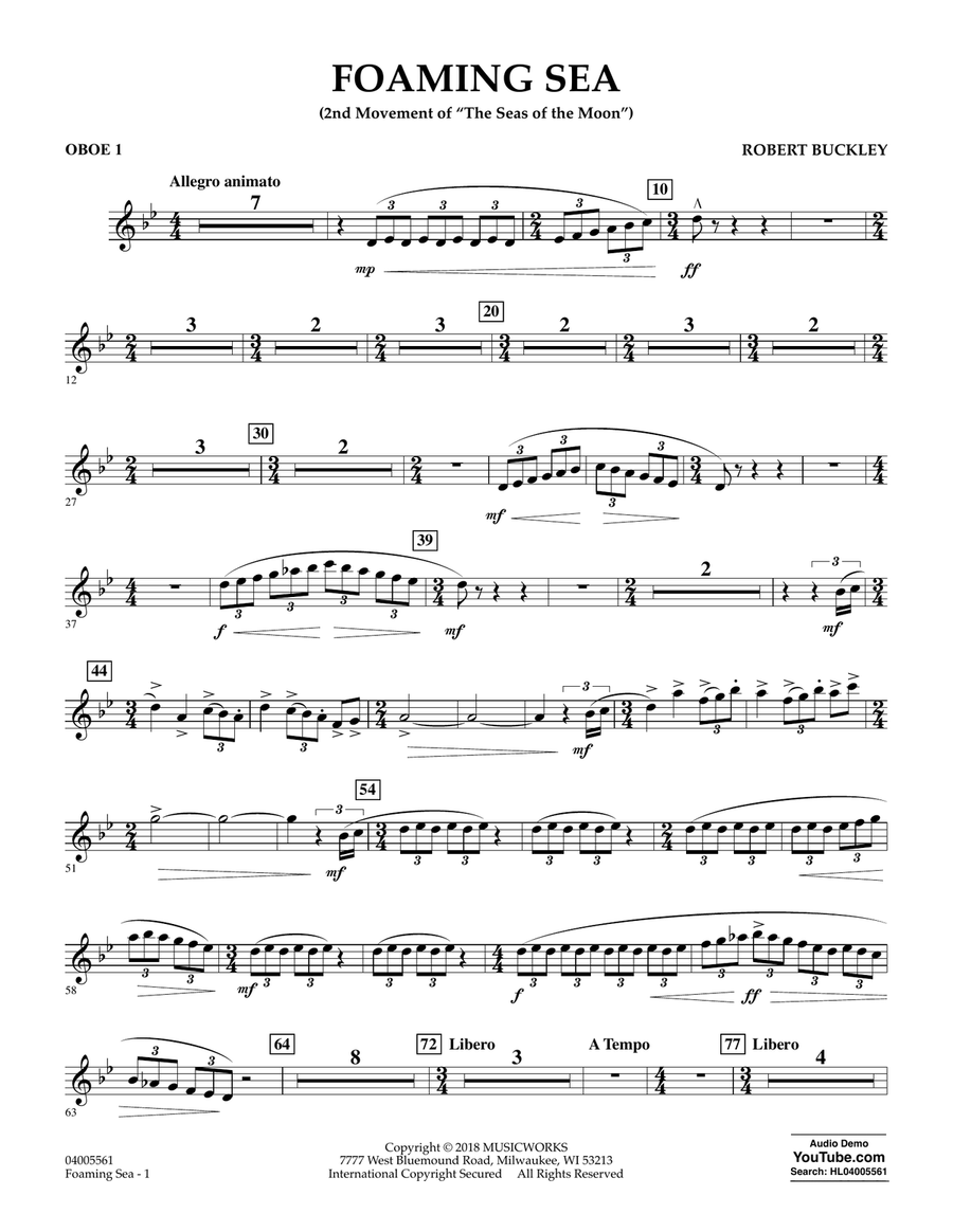 Foaming Sea - Oboe 1 Foaming Sea - Oboe 1 Concert Band scores gallery preview page 1
