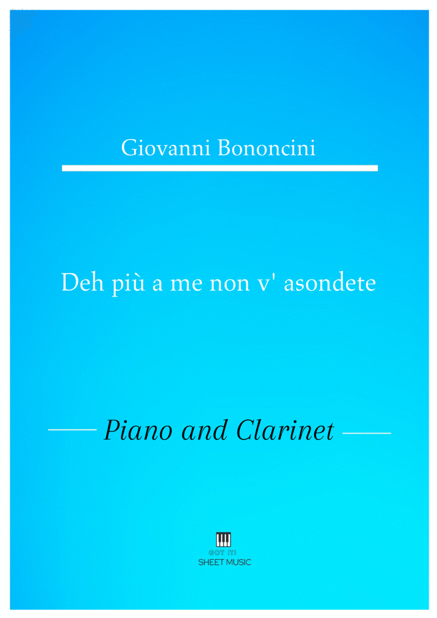 Giovanni Bononcini - Deh pi a me non v_asondete (Piano and Clarinet) Small Ensemble scores gallery preview page 1
