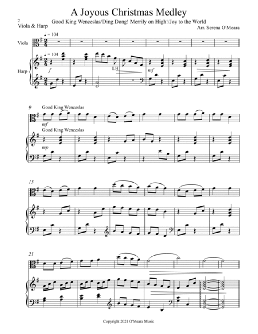 A Joyous Christmas Medley, Duet for Viola & Harp image number null