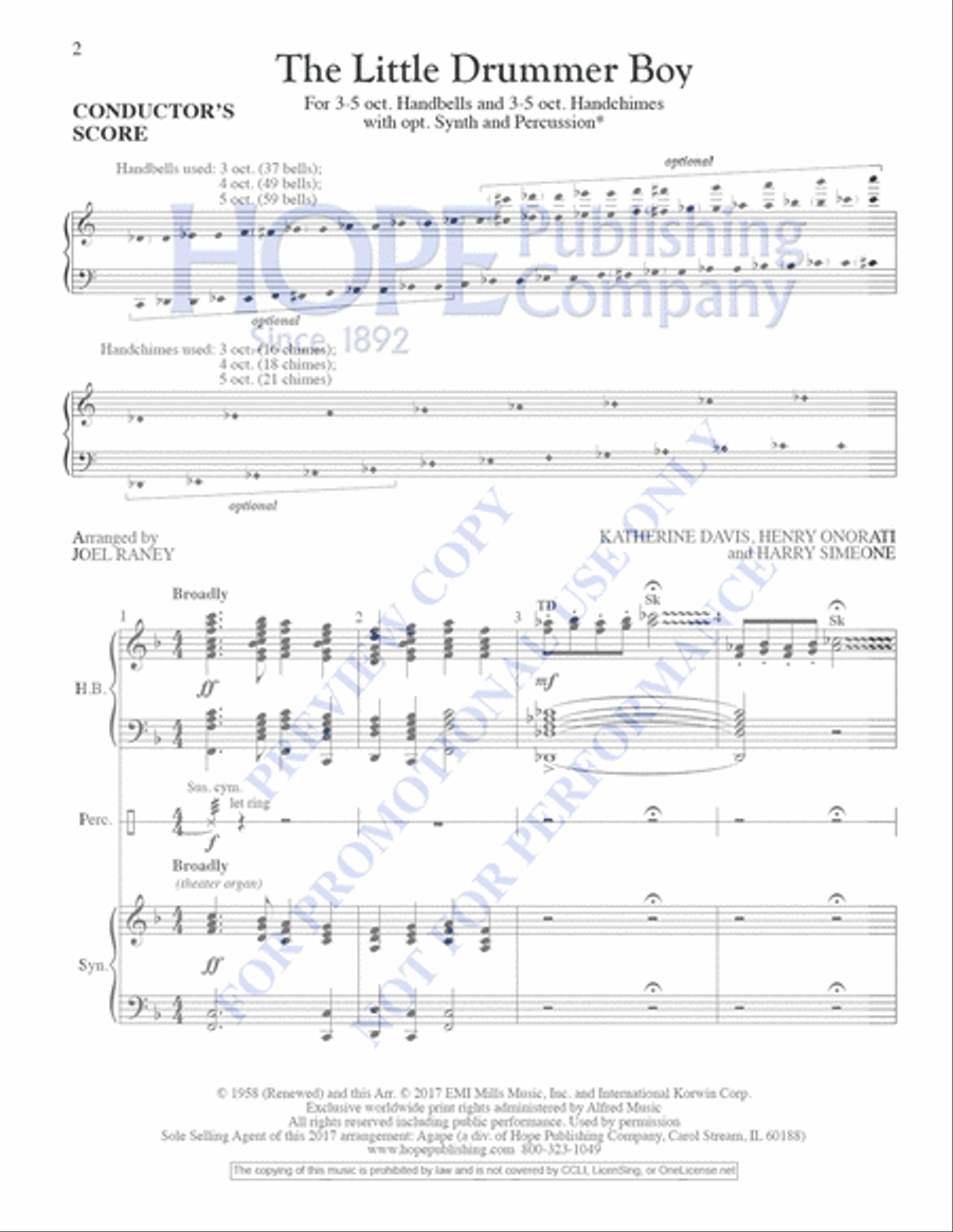 Little Drummer Boy Handbell Choir scores gallery preview page 2