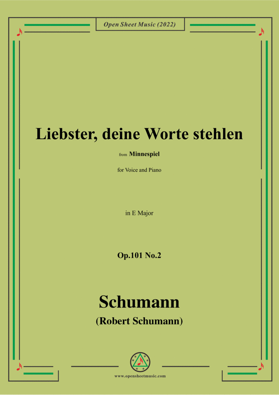 Schumann-Liebster,deine Worte stehlen,Op.101 No.2,in E Major Voice scores gallery preview page 1