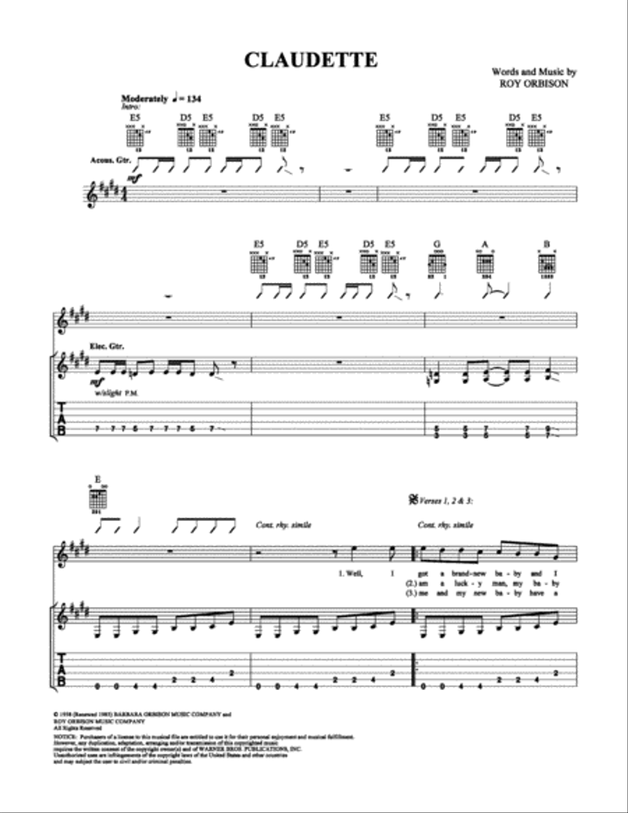 Claudette Claudette Easy Guitar scores gallery preview page 1