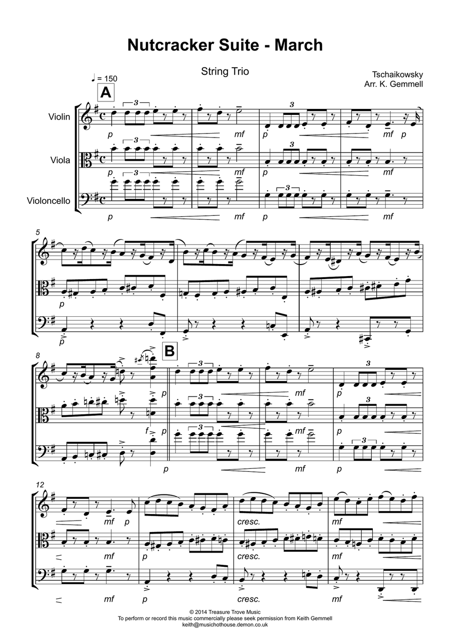 Nutcracker Suite - March: String Trio String Trio scores gallery preview page 1
