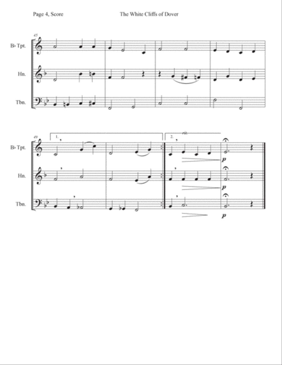 (there'll Be Bluebirds Over) The White Cliffs Of Dover Horn scores gallery preview page 4