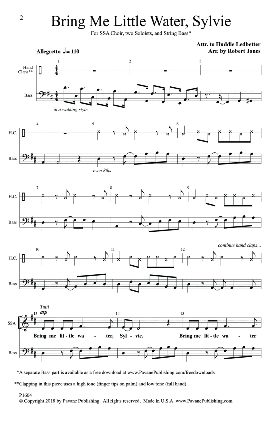Bring Me Little Water Sylvie SSA scores gallery preview page 1